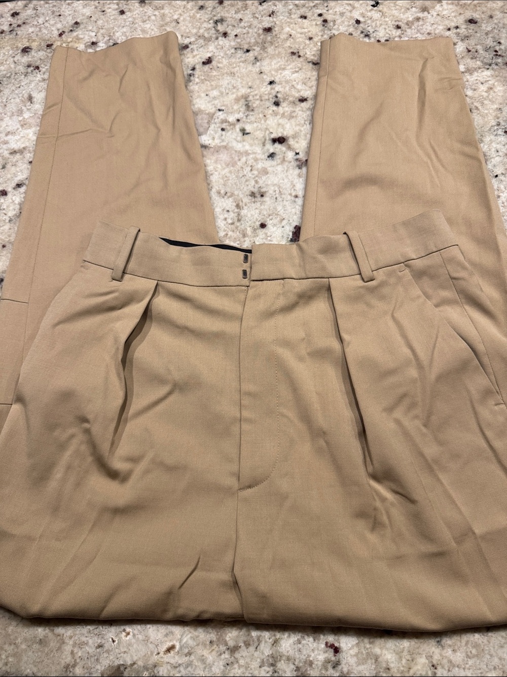 Classic Pleated Chino Pants in Khaki